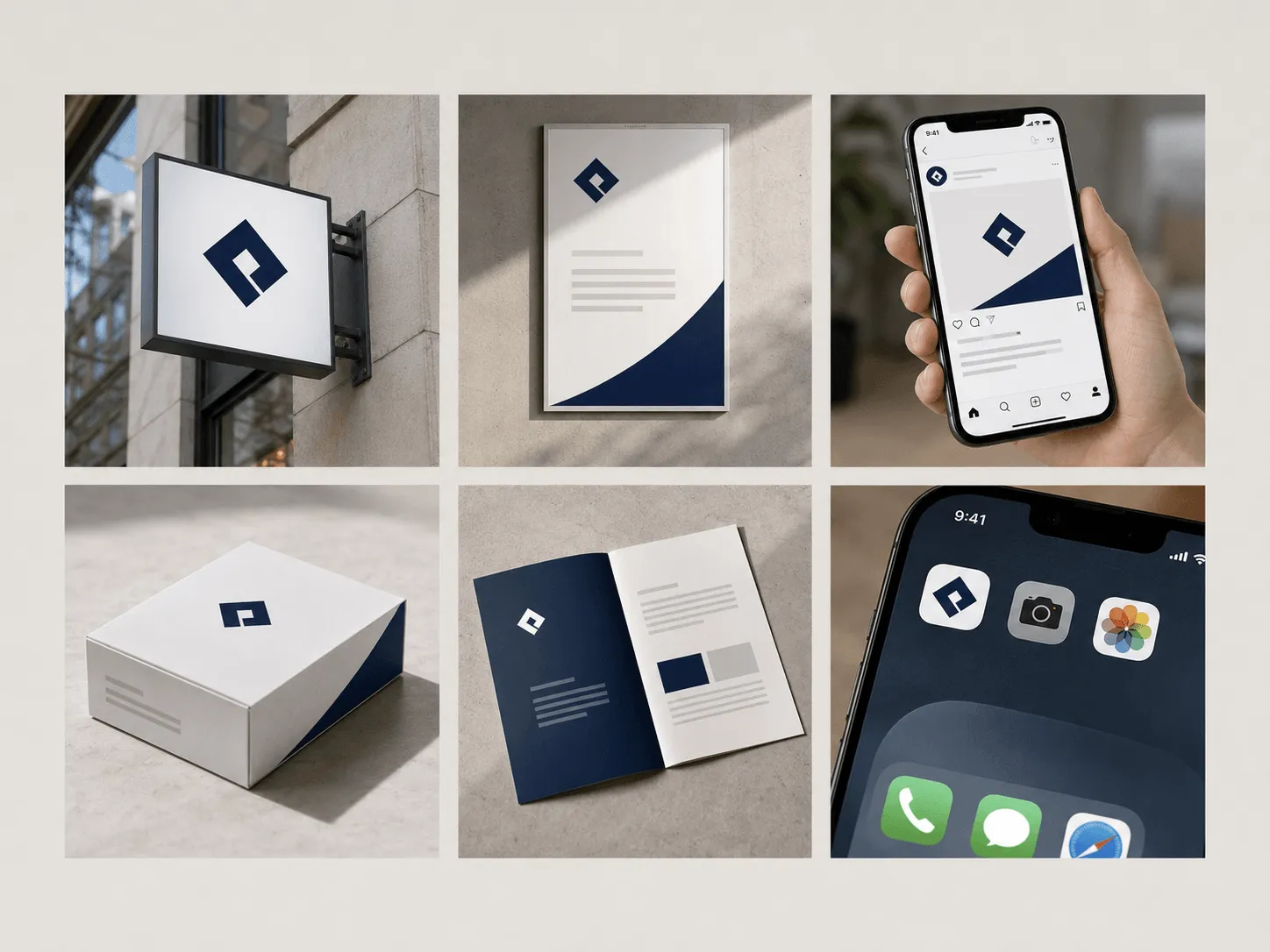 A grid of six mockups displaying a cold-pressed juice brand identity named Pulp on signs, bottles, and mobile apps.